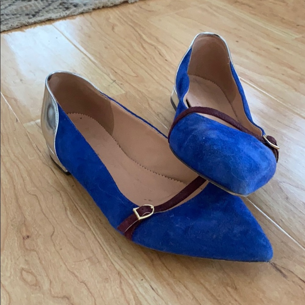 J.crew blue suede ballet flats